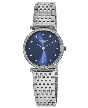 Longines La Grande Classique Quartz Blue Dial Diamond Stainless Steel Womens Watch L4.523.0.97.6 L4.523.0.97.6