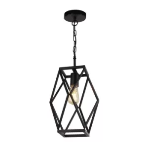 Chassis 1 Light Black Cage Ceiling Pendant Lamp