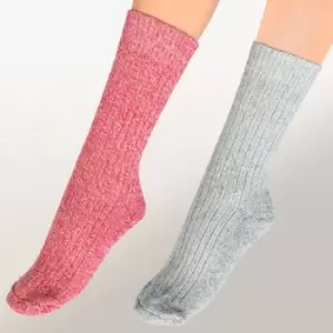 Couture Womens/Ladies Boot Socks (Pack of 2) (4 UK-7 UK) (Black/Navy)