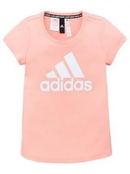 adidas Young Girls Badge of Sport T-Shirt - Pink, Size 5-6 Years, Women