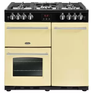 Belling 444411734 90cm Farmhouse X90G Double Oven Gas Cooker in Cream
