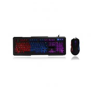 Spire Avenger Illuminated Gaming Desktop Kit, 3-Colour LED Backlit Keyboard, 1600/2400/3200 DPI Mouse UK Layout
