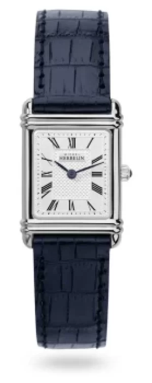 Michel Herbelin Art Deco Blue Leather Strap 17478/ Watch