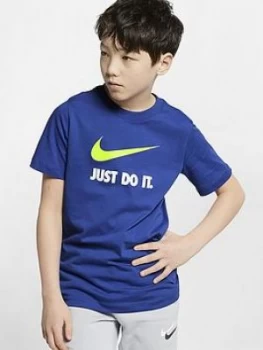 Boys, Nike Kids B Nsw Tee Jdi Swoosh, Blue/Volt, Size XL, 13-15 Years