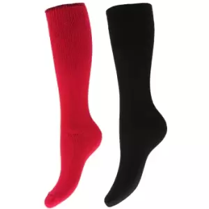 Floso Womens/Ladies Thermal Winter Wellington/Welly Boot Socks (2 Pairs) (UK Shoe 4-7, EUR 37-41) (Pink/Black)