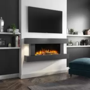 Grey Wall Mounted Electric Fireplace Suite with LED Lights - Amberglo