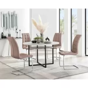 Furniture Box Adley Grey Concrete Effect Storage Dining Table and 4 Cappuccino Murano Chairs