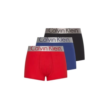 Calvin Klein 3 Pack Steel Trunks - Red/Blk/Grape