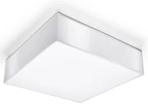 2 Light Flush Square Ceiling Light White, E27