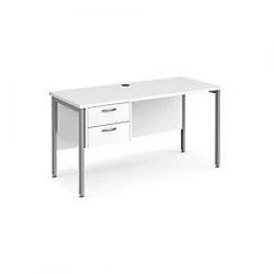 Maestro 25 Home Office Desk with H-Frame and 2 Drawer Pedestal 600 mm White