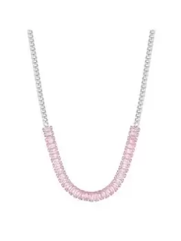 Lipsy Silver Pink Crystal Baguette Collar Necklace