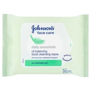 Johnsons Daily Essentials Oil Balancing Facial Wipes x25
