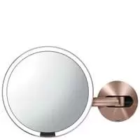 simplehuman Sensor Mirrors 5 x Magnification Wall Mounted 20cm Sensor Mirror: Round, Rose Gold Stainless Steel, Hard-Wired