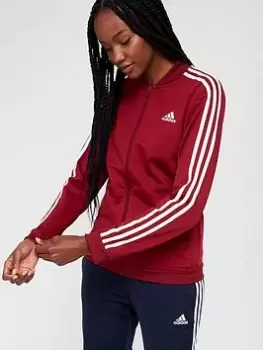 adidas Essentials 3 Stripes Tracksuit - Navy/Red Size S, Women