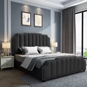 Arnold Upholstered Beds - Plush Velvet, Super King Size Frame, Black - Black
