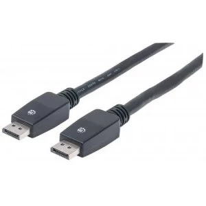 Manhattan DisplayPort Cable v1.1 4K@60Hz 7.5m Male to Male With Latches Fully Shielded Black Lifetime Warranty Polybag