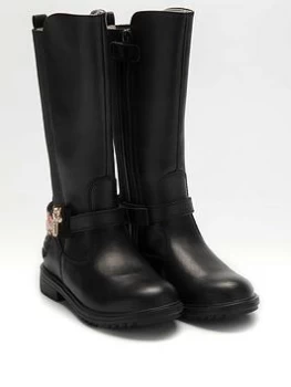 Lelli Kelly Bliss Unicorn Patent Knee High Boots - Black Patent, Size 12 Younger