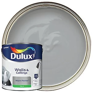 Dulux Walls & Ceilings Warm Pewter Silk Emulsion Paint 2.5L