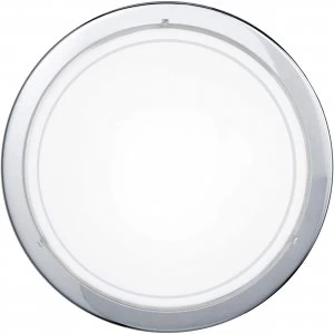 EGLO ES/E27 Round Chrome Wall/Ceiling Light With White Painted Glass Diffuser - 83155