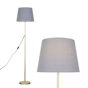 Charlie Gold Floor Lamp with Grey Aspen Shade