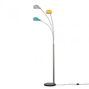 Curva Brushed Chrome Floor Lamp with Multi Coloured Shades