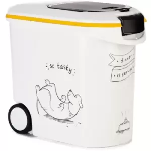 Pet Food Container Dinner is Served Dog with Wheels 35L Curver - White