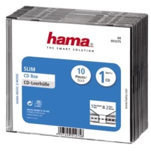 Hama Slim CD Jewel Case, pack of 10, transparent/black