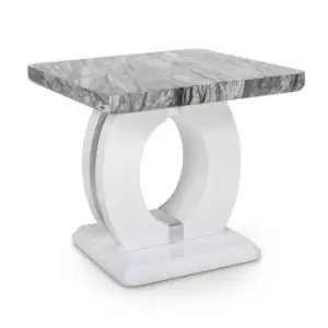 Shankar Neptune Marble Effect Grey/White Lamp Table