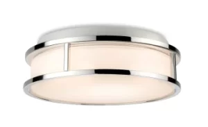 Adelaide Bathroom Cylindrical LED Flush Ceiling Fitting Chrome with Opal White Glass IP44