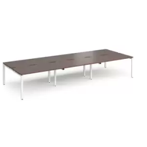 Bench Desk 6 Person Rectangular Desks 4200mm Walnut Tops With White Frames 1600mm Depth Adapt
