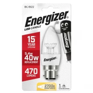Energizer LED Candle Warm White BC B22 5.4w 470lm