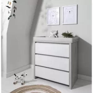 Tutti Bambini Modena Grey and White Changing Table with 3 Drawers