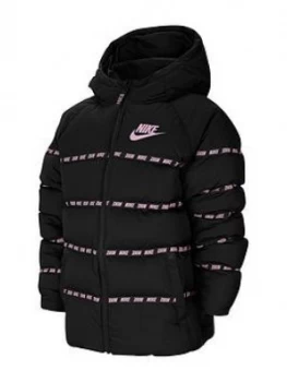 Boys, Nike Older Down Jacket - Black/Pink, Size L, 12-13 Years