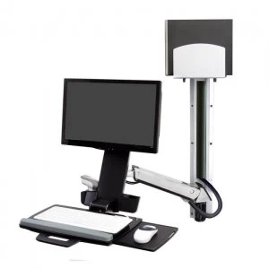 Ergotron StyleView Sit-Stand Combo System With Medium Silver CPU Holde