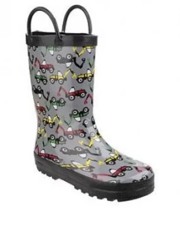 Cotswold Boys Digger Wellington Boots, Grey, Size 7 Younger