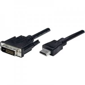 Manhattan HDMI / DVI Cable 1.80 m screwable Black [1x HDMI plug - 1x DVI plug 25-pin]