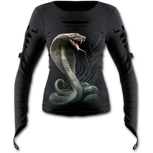 Serpent Tattoo Slashed Goth Glove Womens X-Large Long Sleeve Top - Black