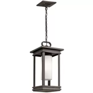 Elstead South Hope - 1 Light Small Outdoor Ceiling Chain Lantern Bronze IP44, E14
