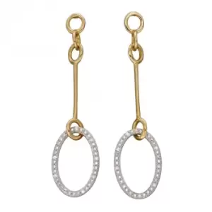 Oval Drop Bar Diamonds Yellow White Gold Earrings GE2380