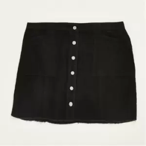 Missguided Button Front Rip Hem Mini Skirt - Black