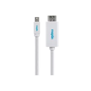 Maplin Premium Mini DisplayPort to HDMI A Male Cable 3m White