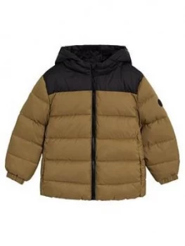Mango Boys Hooded Padded Coat - Brown, Size Age: 5 Years