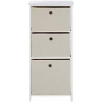 Lindo 3 Natural Fabric Drawers Cabinet - Premier Housewares