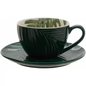 Bali Dark Green Cup and Saucer - Premier Housewares