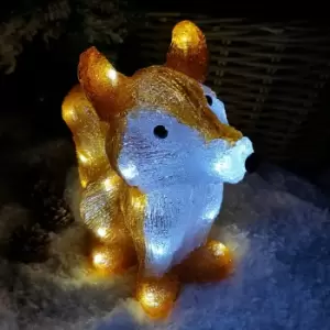 28cm Festive Lit Christmas Outdoor Acrylic Fox with 30 LEDs in White