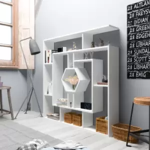 Decorotika Labrina Geometric Bookcase , Hexagonal Bookshelf ,Room Divider Shelving Unit,Decorotive Storage Shelving,Freestanding Bookshelf-White