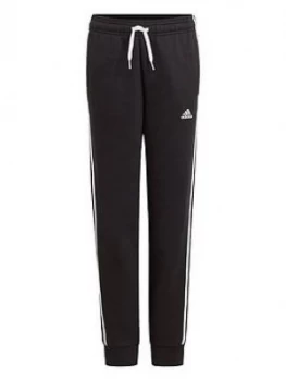 adidas Boys Junior 3-Stripes Fleece Cuffed Pant - Black/White, Size 4-5 Years