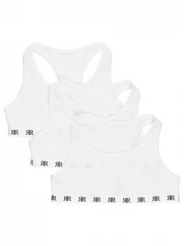 River Island Branded Racer Back Crop Top Pack White Size 5-6 Years Girls