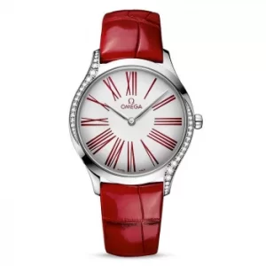 Omega De Ville Tresor Ladies Red Leather Strap Watch