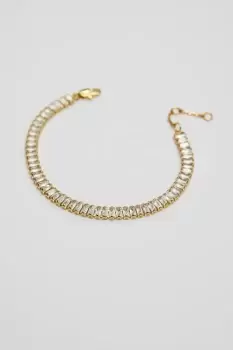 14K Gold Plated Recycled Baguette Tennis Bracelet - Gift Pouch